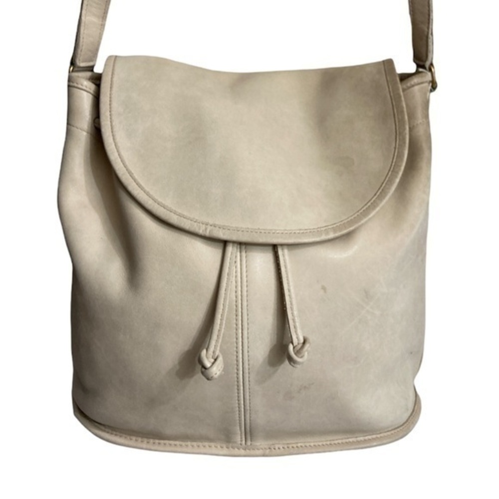Coach cream leather vintage drawstring bag rare